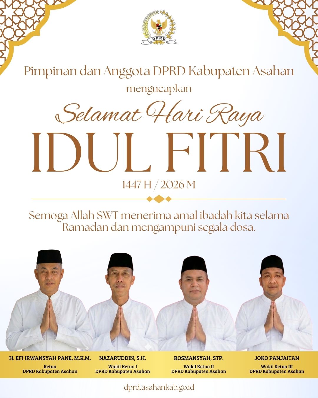 Pimpinan dan Anggota DPRD Kabupaten Asahan Sampaikan Ucapan Selamat Hari Raya Idul Fitri 1447 H